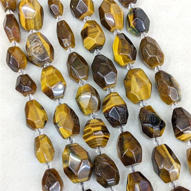 Natural Tiger Eye Stone Nugget Beads Faceted Freeform