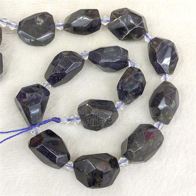 Natural Iolite Nugget Beads Faceted Freeform Dark Inkblue
