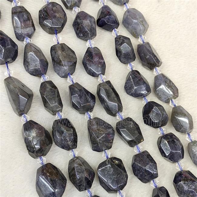 Natural Iolite Nugget Beads Faceted Freeform Inkblue