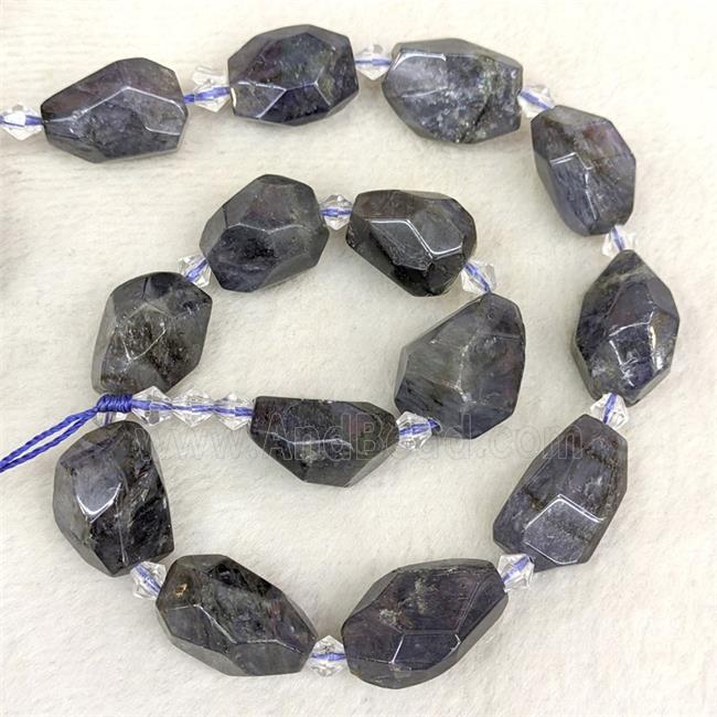 Natural Iolite Nugget Beads Faceted Freeform Inkblue