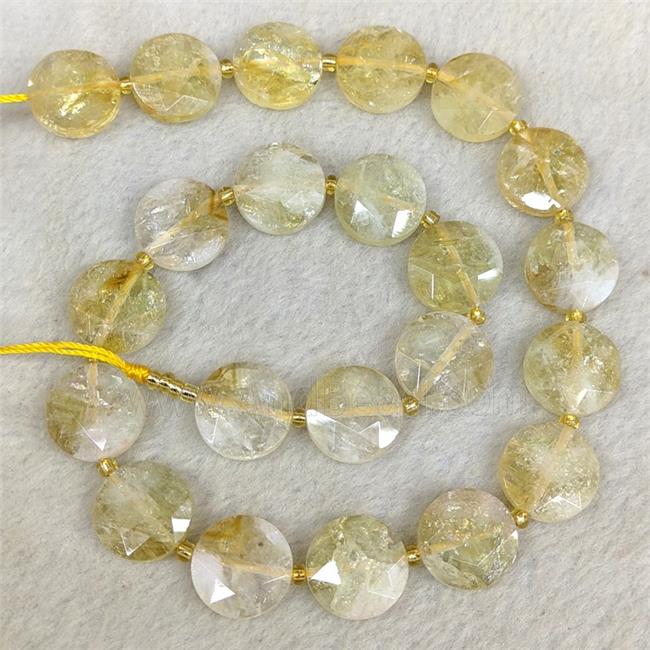 Natural Citrine Coin Beads Faceted Yellow
