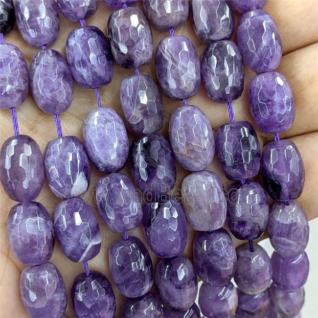 Natural Amethyst Beads Faceted Barrel Purple