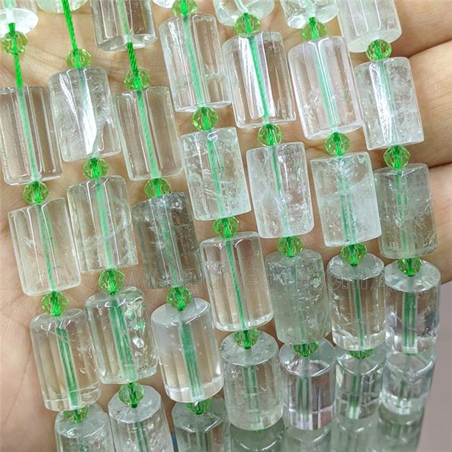 Natural Green Quartz Column Beads