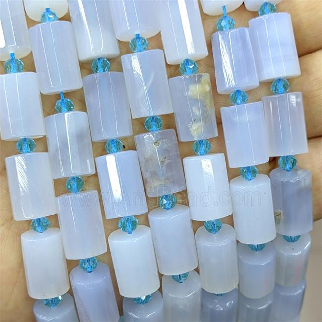 Natural Blue Chalcedony Tube Beads