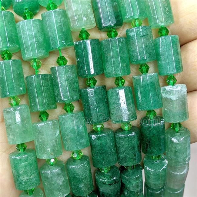 Natural Green Strawberry Quartz Tube Beads