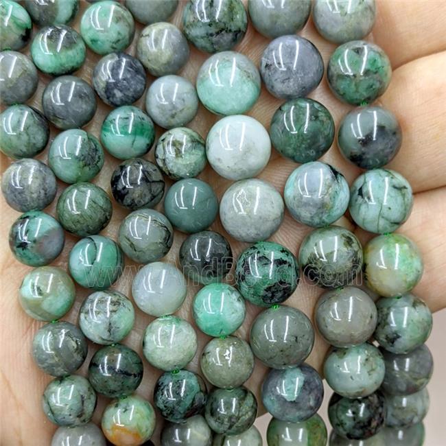 Natural Emerald Beads Green Smooth Round