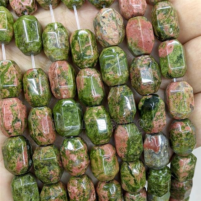 Natural Unakite Prism Beads Green