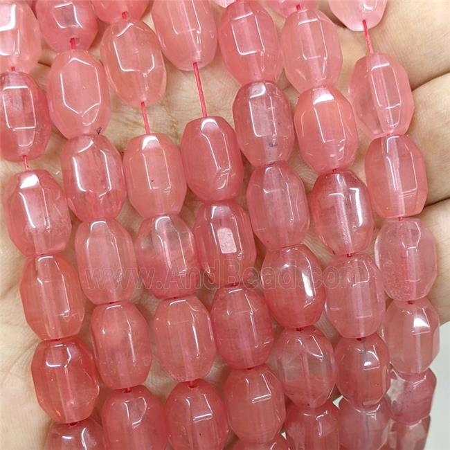 Red Synthetic Quartz Prism Beads