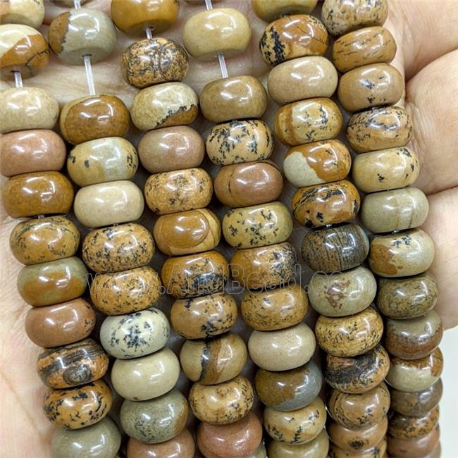 Natural Picture Jasper Beads Smooth Rondelle