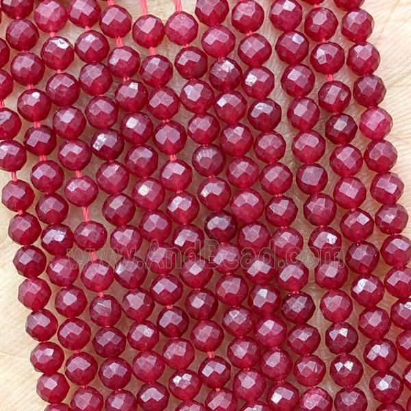 Red Dye Jade Beads Faceted Round