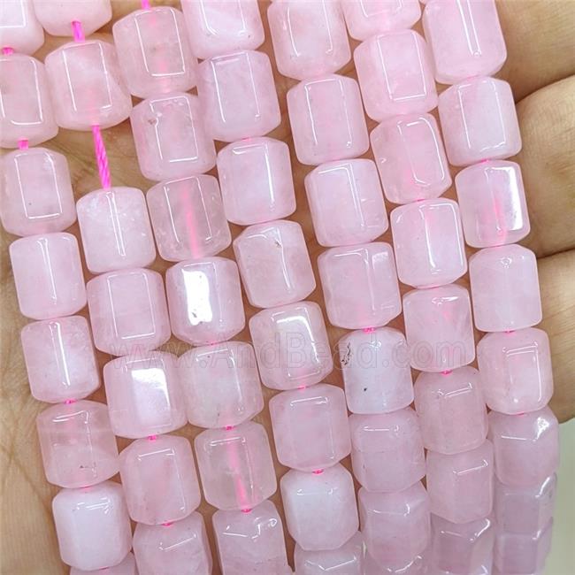 Natural Pink Rose Quartz Prism Beads