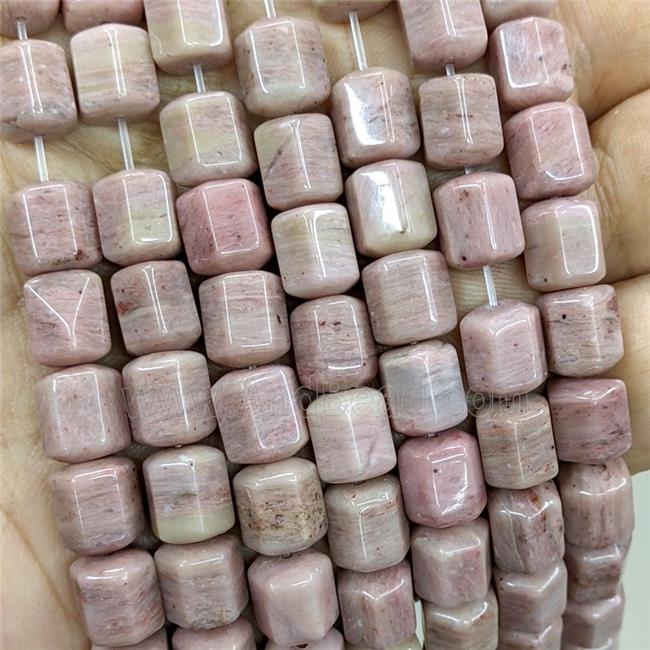 Natural Pink Wood Lace Jasper Prism Beads