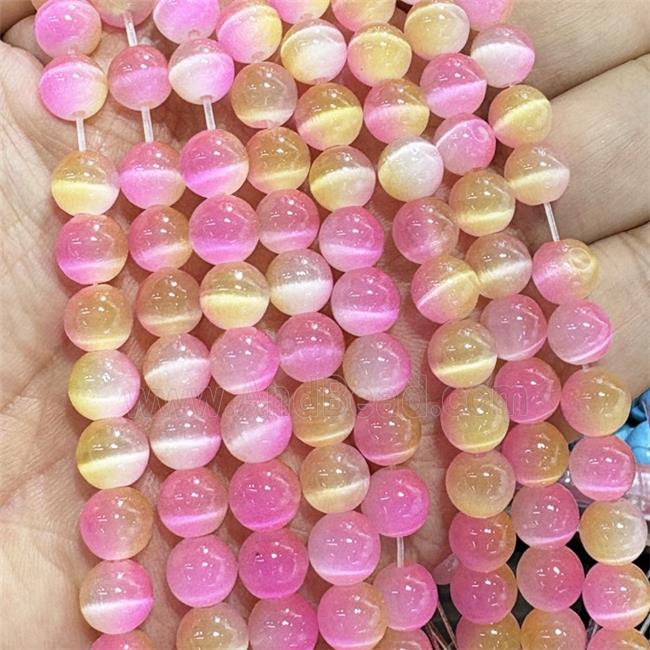 Cat Eye Round Beads Smooth Dye