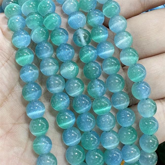 Cats Eye Round Beads Smooth Dye