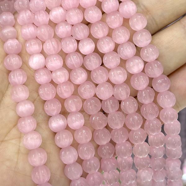 Cats Eye Pumpkin Beads Pink Dye