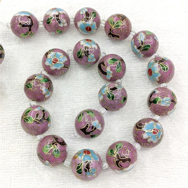 Redwine Cloisonne Copper Round Beads Flower
