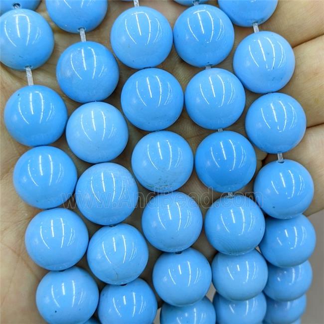 Blue Dye Agate Round Beads Smooth