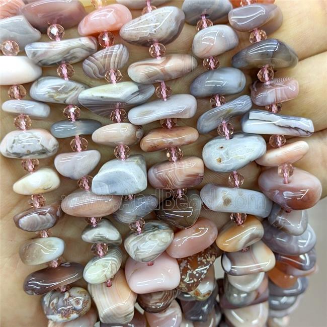 Natural Pink Botswana Agate Beads Freeform