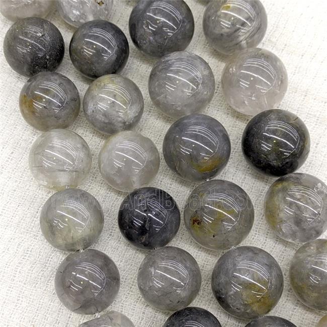 Natural Gray Cloudy Quartz Beads Smooth Round
