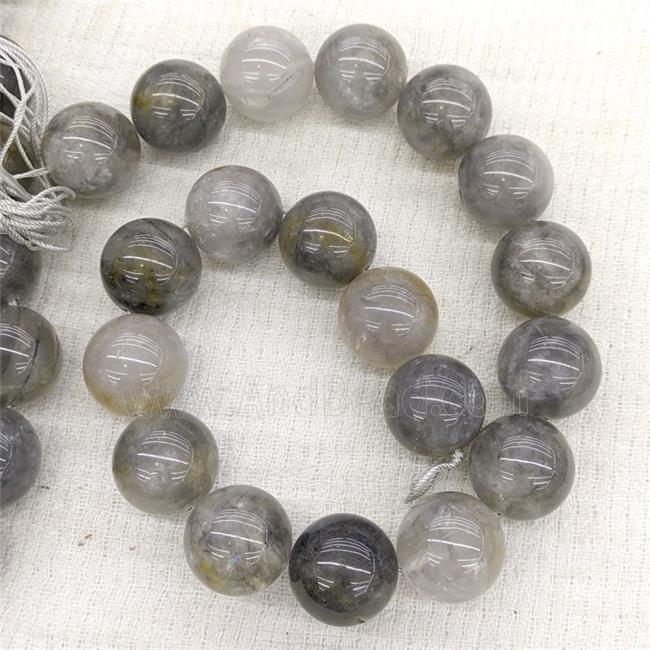 Natural Gray Cloudy Quartz Beads Smooth Round