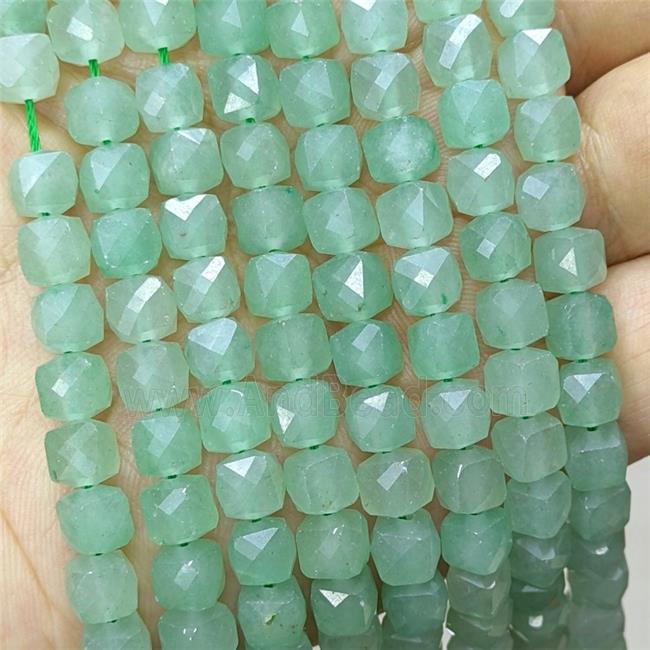 Natural Green Aventurine Beads Faceted Cube