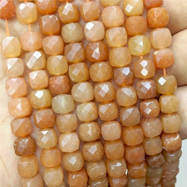 Natural Red Aventurine Beads Faceted Cube