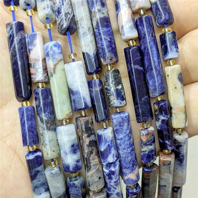 Natural Blue Sodalite Tube Beads