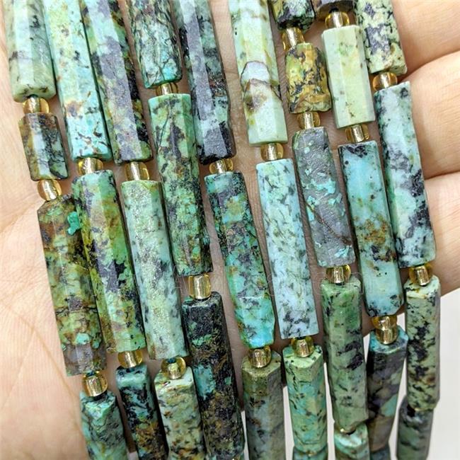 Natural African Turquoise Tube Beads Green