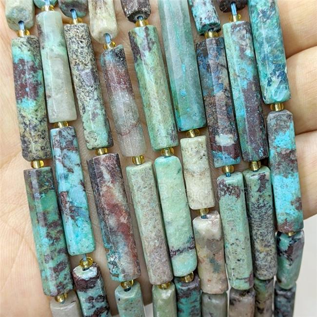 Natural African Turquoise Tube Beads Green Matte