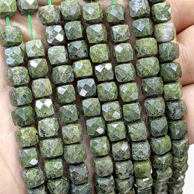 Green Iron Hematite Beads Faceted Cube