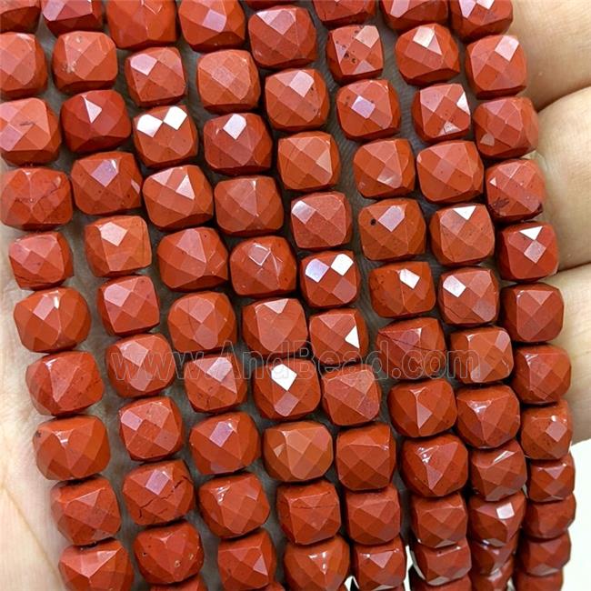 Natural Red Jasper Beads Faceted Cube