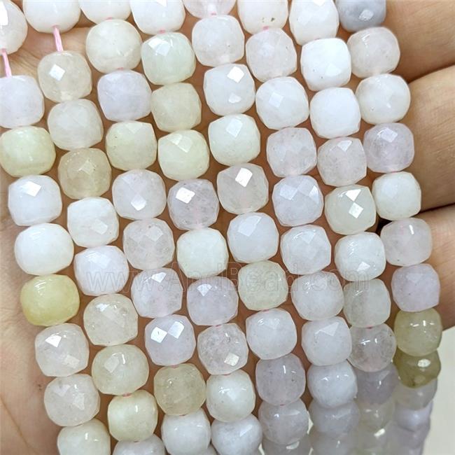 Morganite Beads Faceted Cube Multicolor Dye
