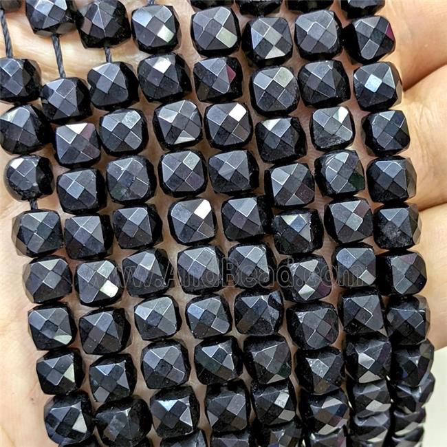 Natural Black Obsidian Beads Faceted Cube
