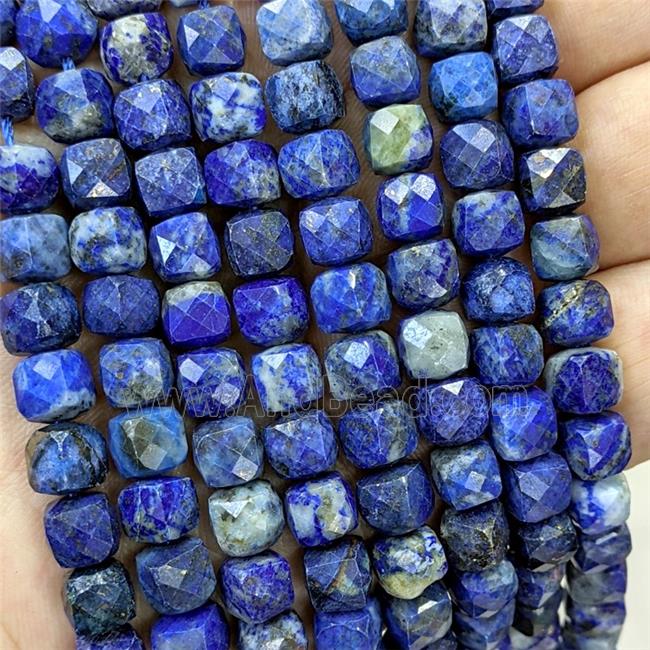 Natural Blue Lapis Lazuli Beads Faceted Cube