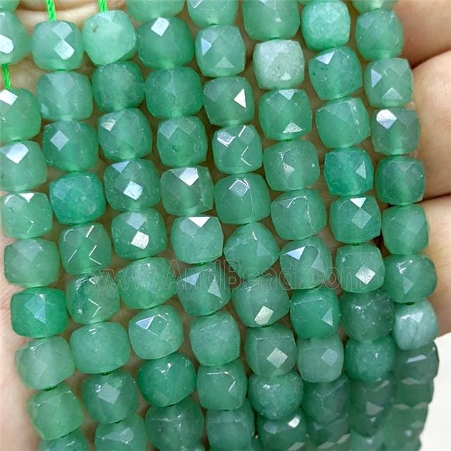 Natural Green Aventurine Beads Faceted Cube