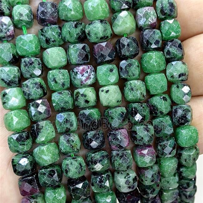 Natural Green Zoisite Beads Faceted Cube