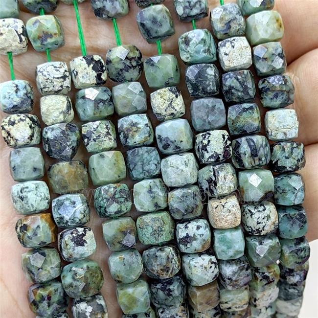 Natural African Turquoise Beads Faceted Cube