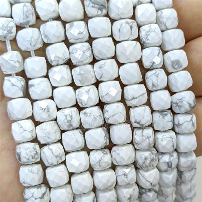 Natural White Howlite Turquoise Beads Faceted Cube