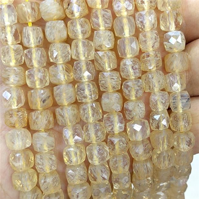 Synthetic Quartz Beads Coffee Faceted Cube