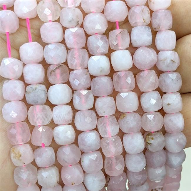 Natural Madagascar Rose Quartz Beads Pink Faceted Cube B-Grade