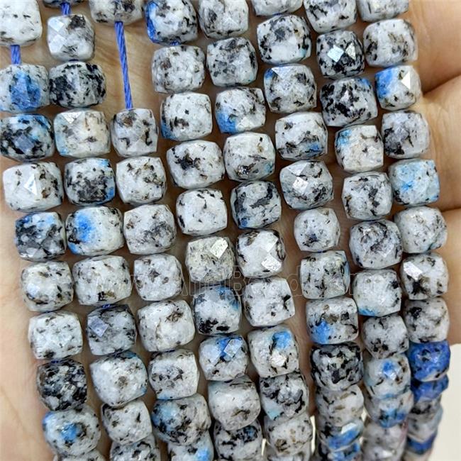 Natural Marble Beads Dye Faceted Cube