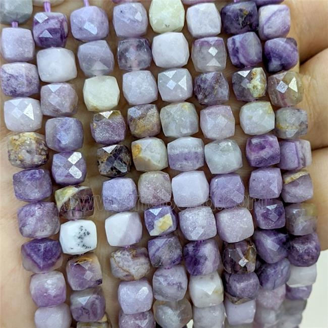 Natural Purple Jasper Beads Faceted Cube
