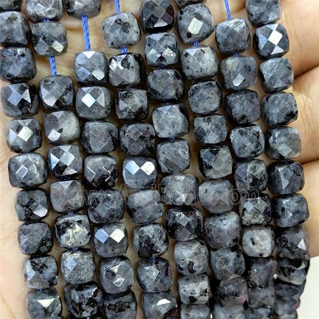 Natural Black Labradorite Beads Larvikite Faceted Cube