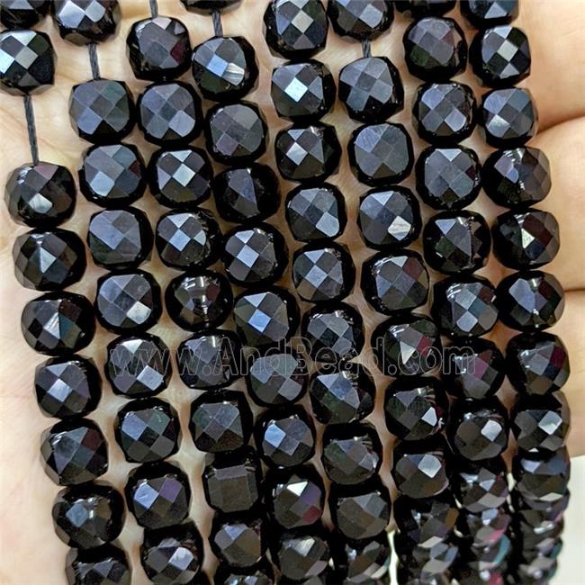 Natural Black Onyx Agate Beads Faceted Cube