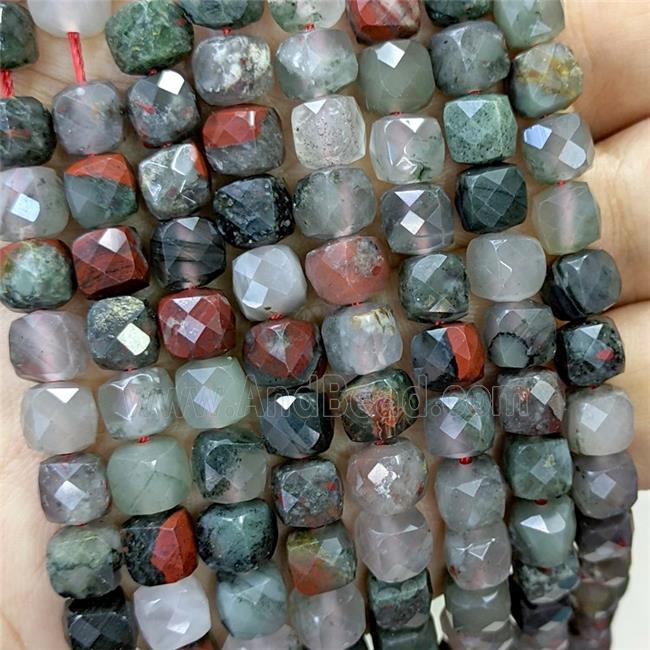 Natural African Bloodstone Beads Faceted Cube