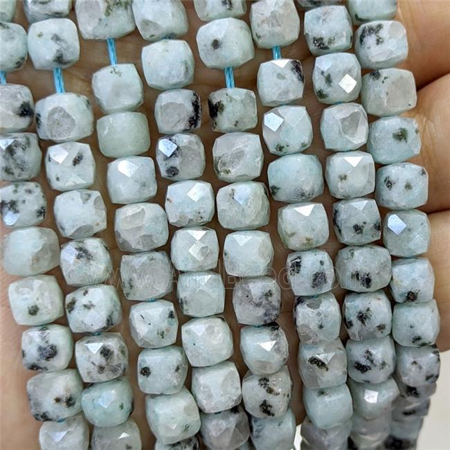 Natural Kiwi Jasper Beads Faceted Cube