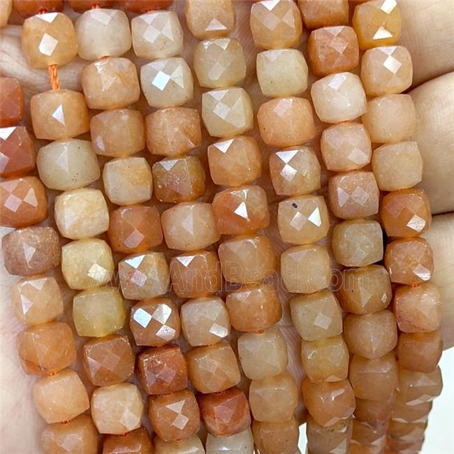Natural Red Aventurine Beads Faceted Cube