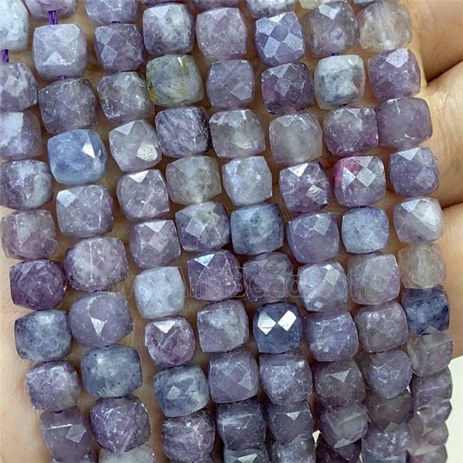 Natural Purple Tourmaline Beads Faceted Cube