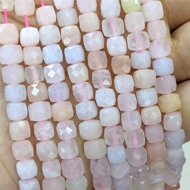 Natural Pink Morganite Beads Dye Faceted Cube