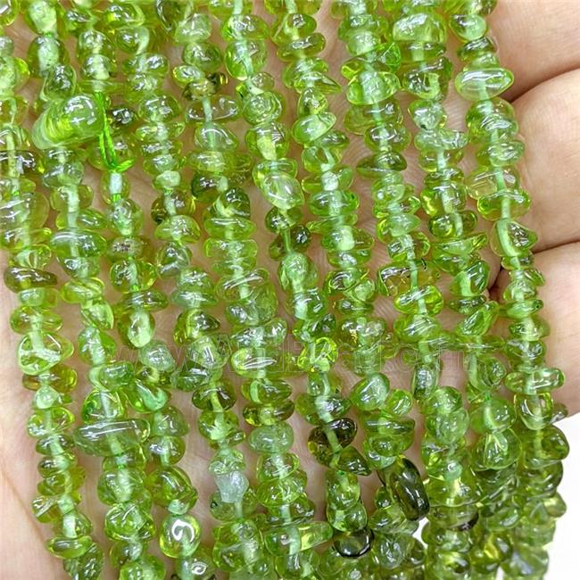 Natural Green Peridot Chip Beads Freeform